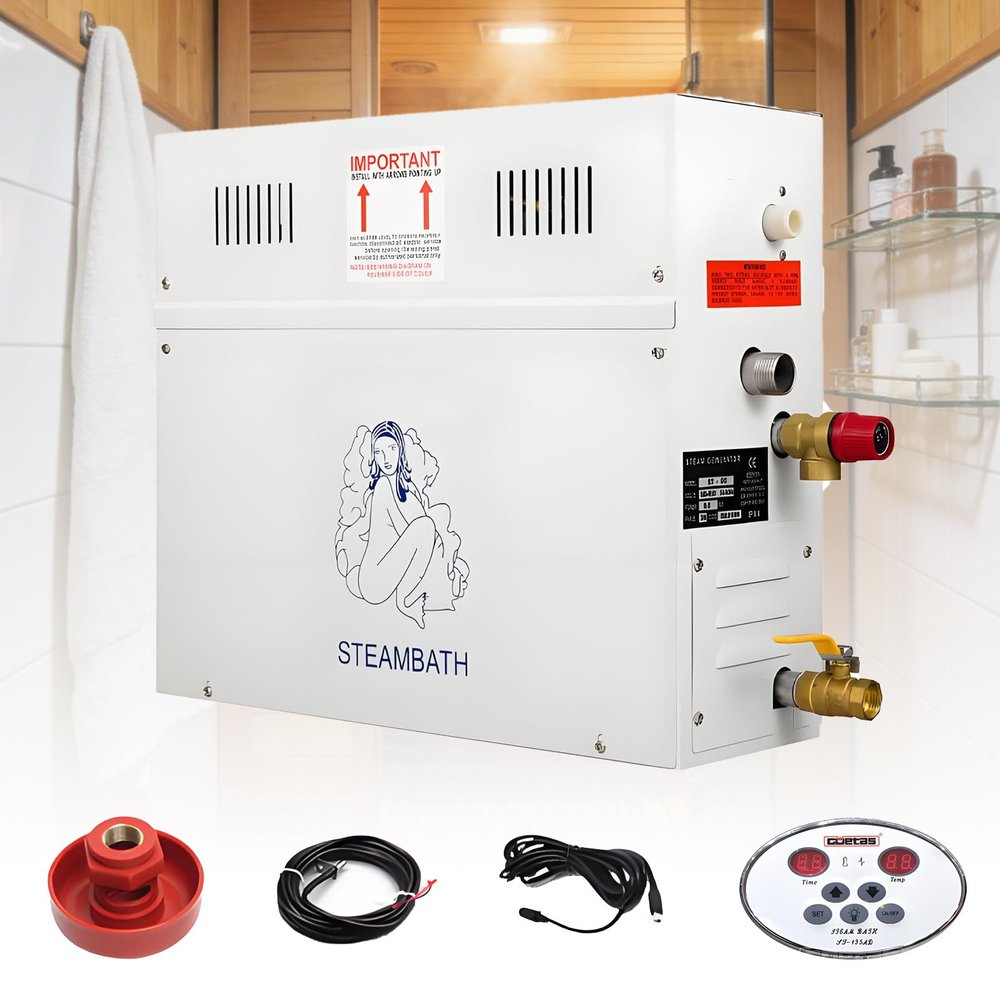 Automatic Drain Steam Shower Generator Stainless Steel Tank, Digital Temp Control 77131, Built-in Safety Protections for Small Bathroom or Closet Installation 4.5kw-110v