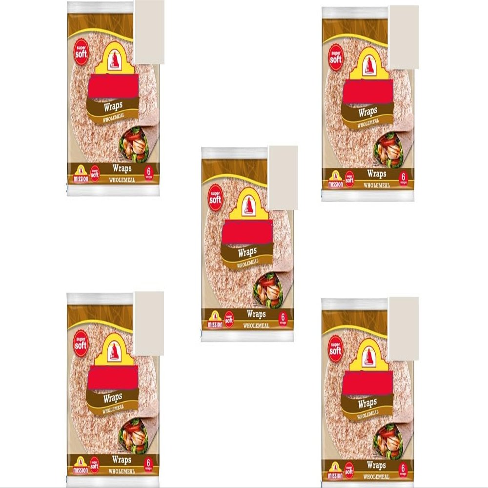 Wholemeal Tortilla Wraps 367g Pack on 5, Made with wholemeal wheat flour, these wraps offer a wholesome, hearty flavour ideal for everyday meals.
