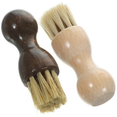Angoily Shoe Brushes with Beech Wood Handles 2pcs for Polishing and Cleaning and Pig Hair Bristles Compact Size Suede and Leather Shoes for Outdoor and Indoor