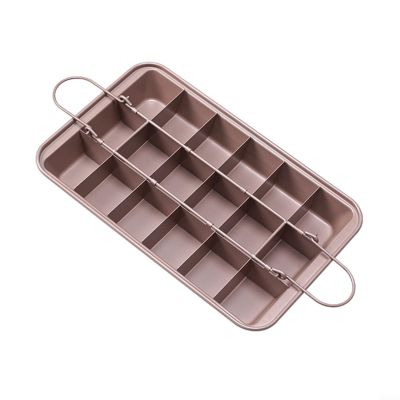 Glewi Non-Stick Brownie Pan with Dividers, Carbon Steel Baking Tray for 18 Squares, Rose Gold Cake for Mold for Oven Bread Pizza(Rose gold)