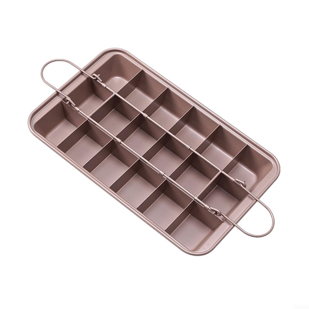 Glewi Non-Stick Brownie Pan with Dividers, Carbon Steel Baking Tray for 18 Squares, Rose Gold Cake for Mold for Oven Bread Pizza(Rose gold)