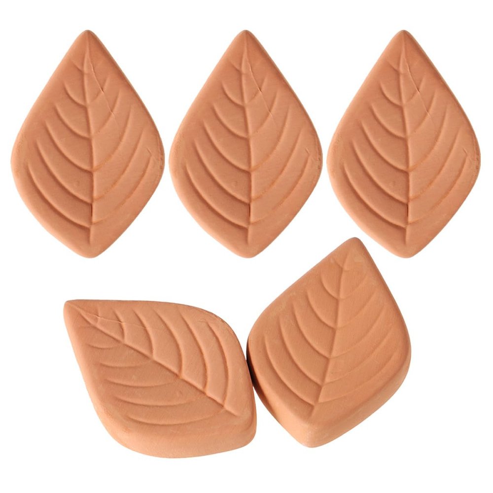 HOMOCONO 5pcs Terracotta Brown Sugar Saver Discs with Leaf Design, Reusable Moisture Absorbers for Kitchen Use, Compact and Portable Softener for Daily Brown Sugar Storage