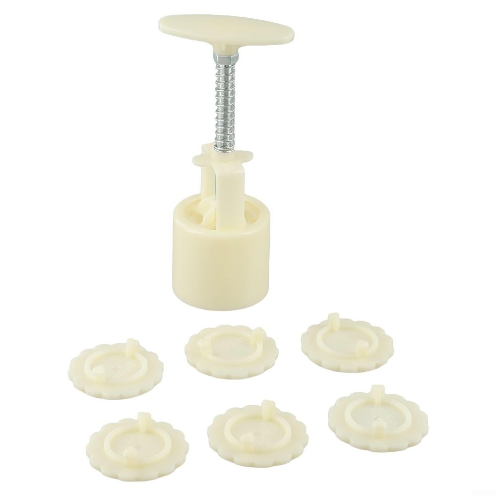 ABS Mooncake Press Set Featuring 6 Floral Stamps to Produce 50g Moon Cakes for Traditional Baking and Festival Preparation