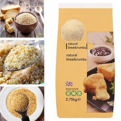 Natural Breadcrumbs 2.75kg Suitable for Vegetarians, Fine & Versatile Coating for Cooking, Baking & Frying, Ideal for Crispy Recipes and Food Preparation Bulk Pack - cfs