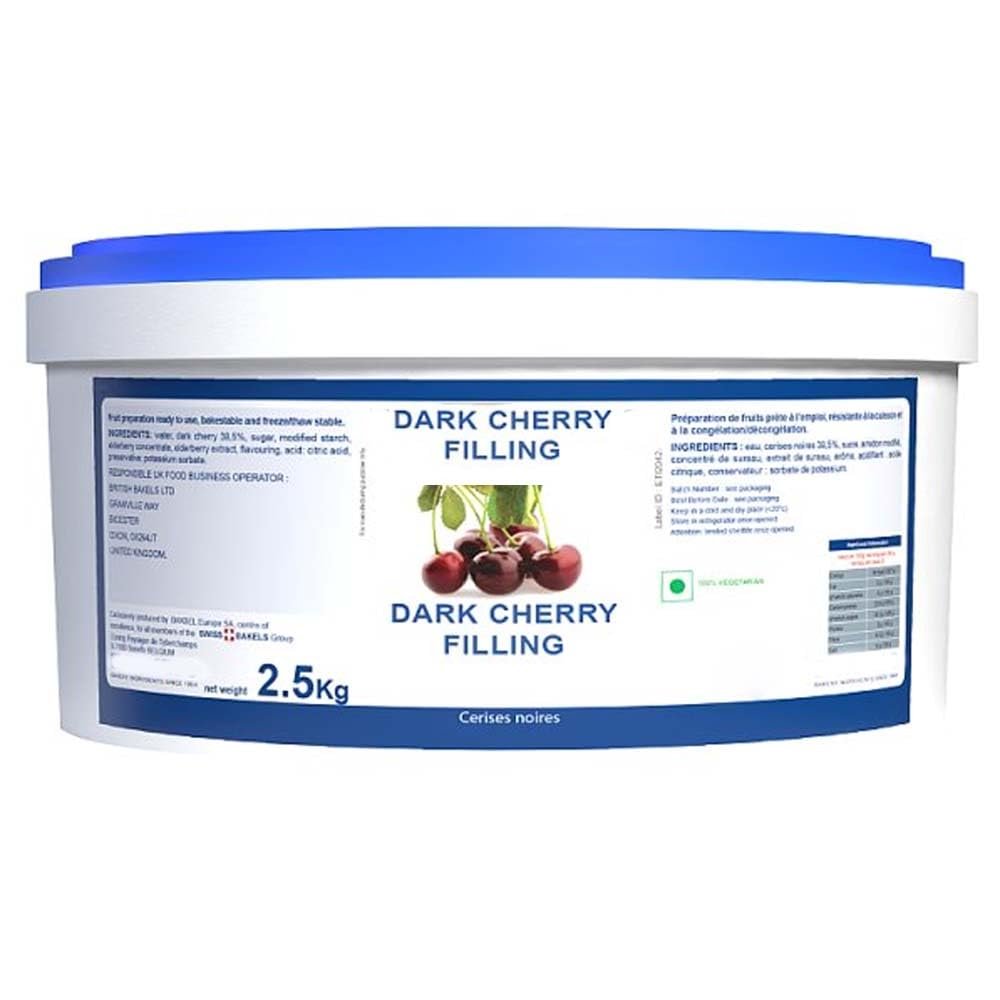 Dark Cherry Filling 2.5kg Premium Fruit Filling for Baking, Desserts, Cakes & Pastries, Rich Flavour, Smooth Texture, Vegetarian Friendly Spread