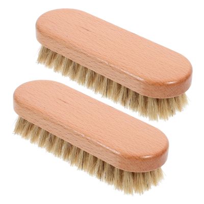 Healeved 2pcs Shoe Cleaning Brush Wooden Handle and Bristles for Efficient Polishing and Cleaning, Multi-purpose Shoe and Boot Cleaner Suitable for Home Use
