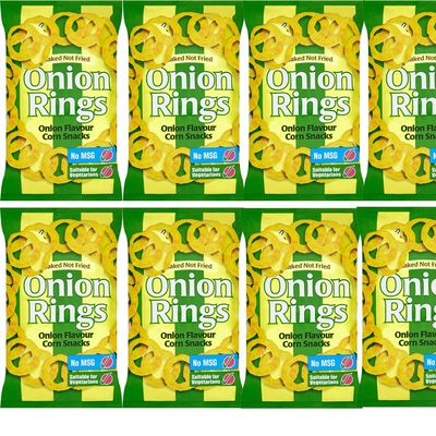 Onion Rings, Pickled Onion Rings Onion Flavoured Baked Chips Bags 150g - Tasty Baked Snacks - glc (9 x Bags, Onion Rings Bag)