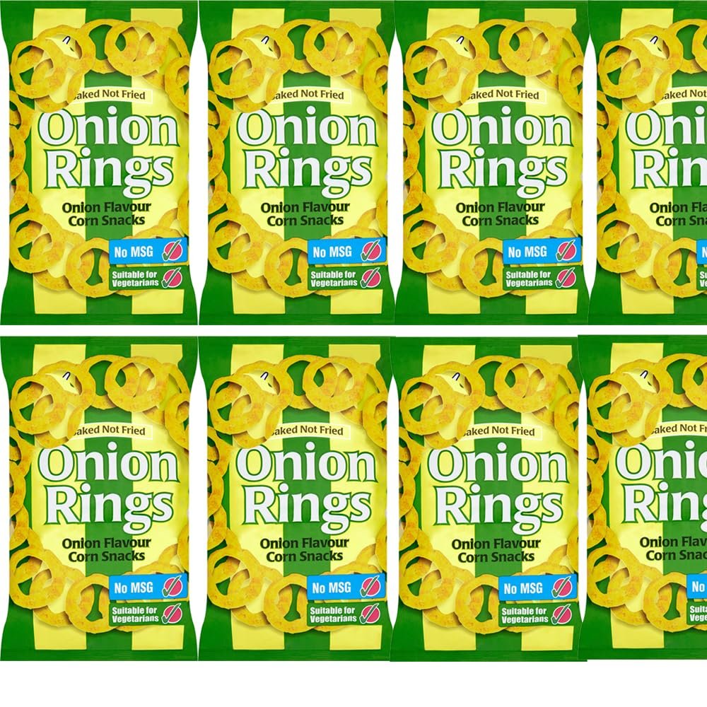 Onion Rings, Pickled Onion Rings Onion Flavoured Baked Chips Bags 150g - Tasty Baked Snacks - glc (9 x Bags, Onion Rings Bag)