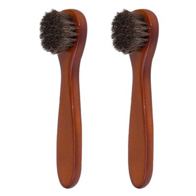 2pcs Shoe Polish Applicator Brush with Wood Handle and Soft Bristles