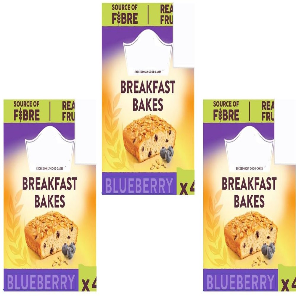 Blueberry Breakfast Bakes Snack Cakes Pack of 3,Soft, moist sponge topped with golden oats for a satisfying texture that makes breakfast feel like a treat.