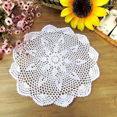 EasyByMall Vintage Round Lace Tablecloth, Handmade Cotton Crochet Doily for Home Dining Decor, Cafe & Hotel Furniture Cover, White or Beige