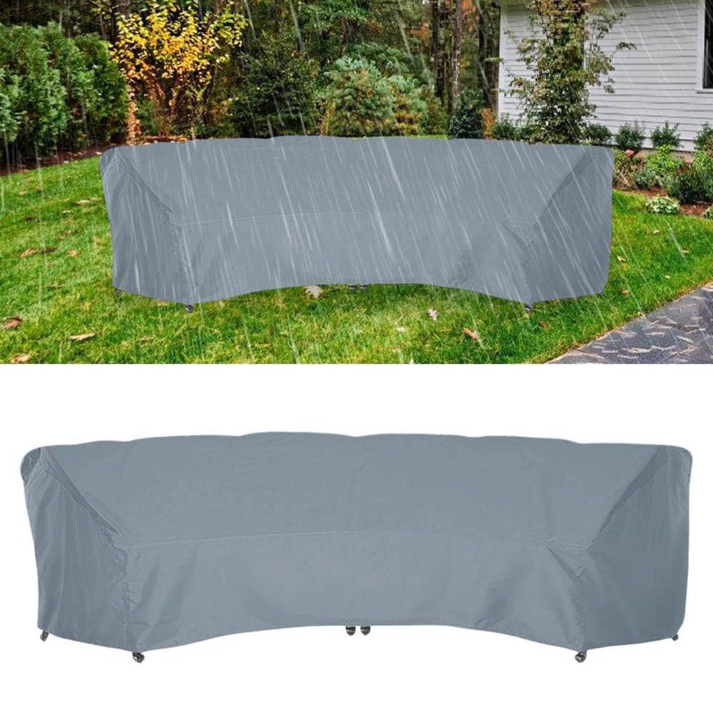 EasyByMall 210D Arc-Shaped Outdoor Sofa Cover, Waterproof 3000MM UV Resistant Furniture Protector for Curved Couches, Oxford Fabric with PU Coating, Grey