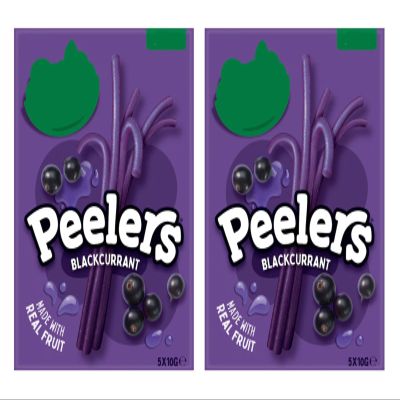 Peelers Blackcurrant Fruit Strips, Made with Real Fruit, Gluten Free, Vegan, 5x10g,Pack Of 2
