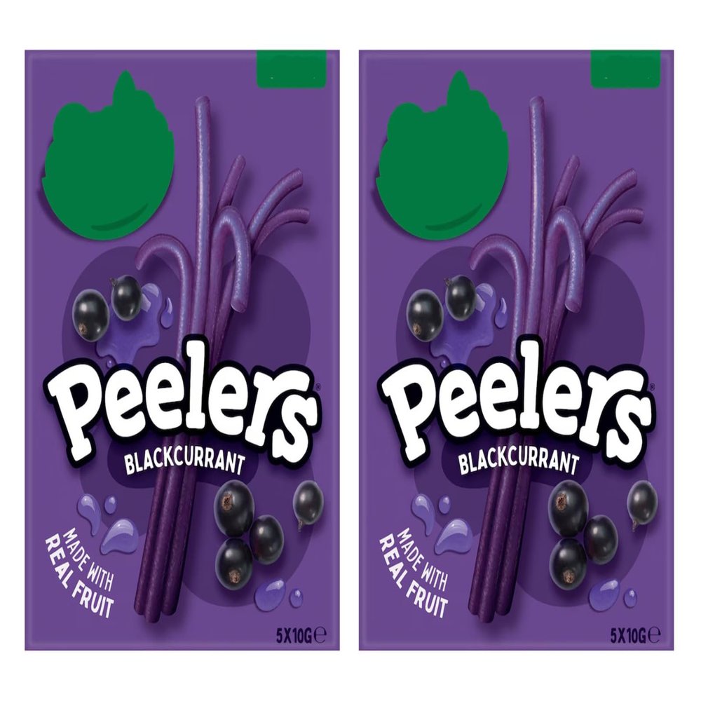 Peelers Blackcurrant Fruit Strips, Made with Real Fruit, Gluten Free, Vegan, 5x10g,Pack Of 2