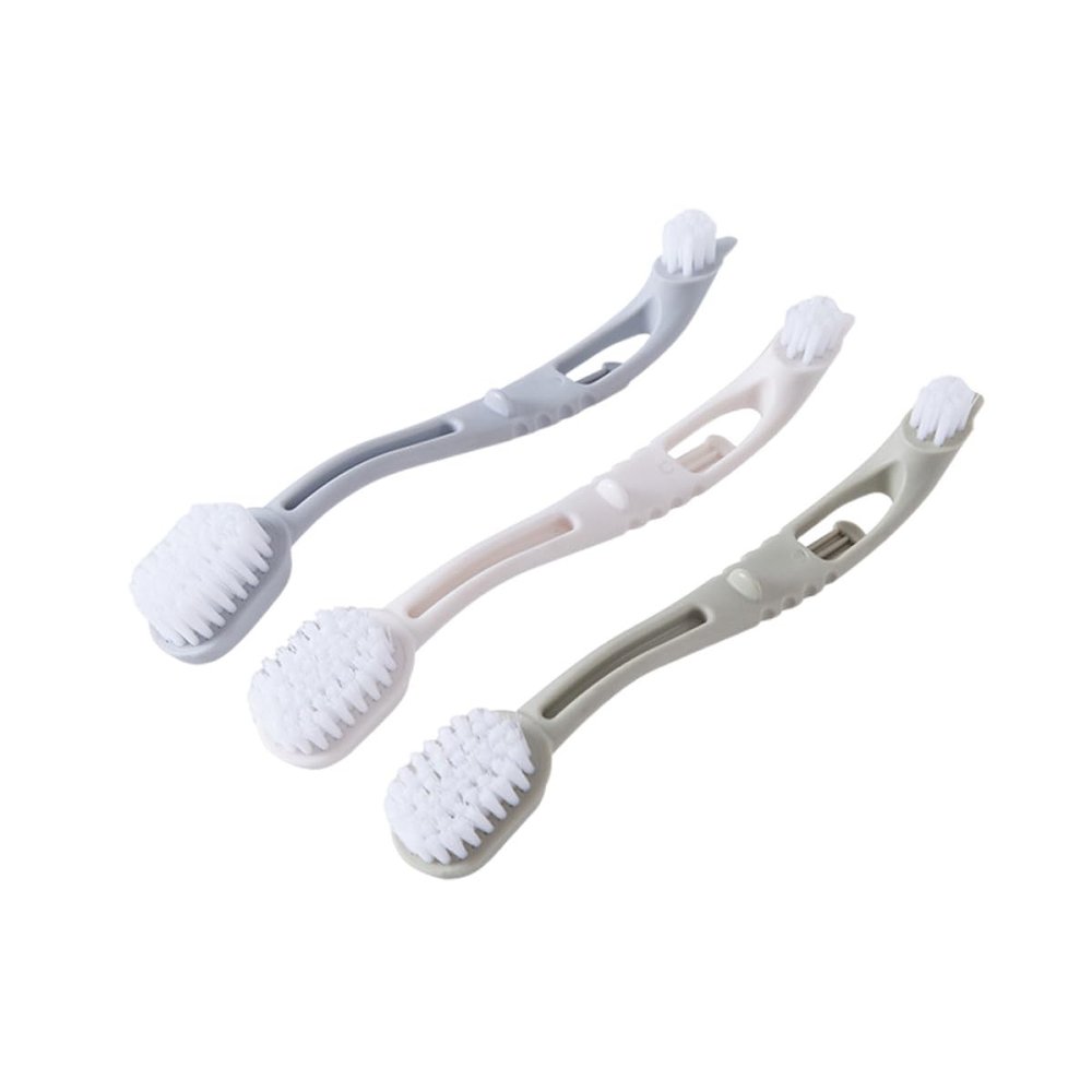 Healeved 3pcs Multifunctional Shoe Cleaning Brushes with Double Head and Anti-slip Handle, Plastic Material for Washing Shoes and Home Use on Tiles and Clothes