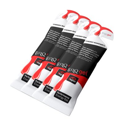 Torq Energy Gel Taster Packs - Gels For Cycling, Running - 4 x 45g (Cherry Bakewell)