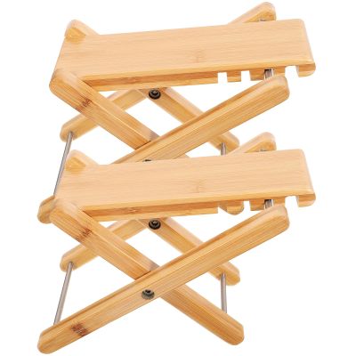 KAILIKETIY Stool Design and Strong Ability for Comfortable with Footstool Load-Bearing Simple 2pcs Bamboo Folding Toilet Usage Experience Squatting Bathroom Home Use