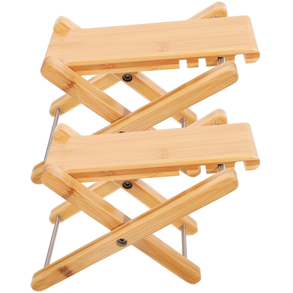 KAILIKETIY Stool Design and Strong Ability for Comfortable with Footstool Load-Bearing Simple 2pcs Bamboo Folding Toilet Usage Experience Squatting Bathroom Home Use