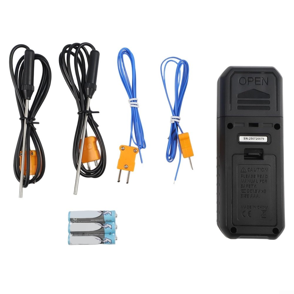 Dual Channel Digital Thermometer, K-Type Thermocouple Meter with Stainless Steel Probes, -328 to 2501F Wide Range Tester for Industrial Lab