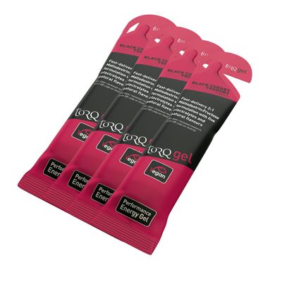 Torq Energy Gel Taster Packs - Gels For Cycling, Running - 4 x 45g (Black Cherry Yoghurt)