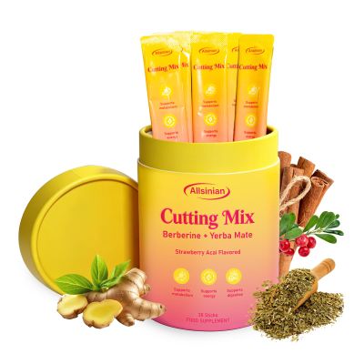 Cutting Drink Mix,Drink Mix Berberine Yerba Mate, Metabolic Wellness and Digestive Health-Strawberry Acai Flavor-30 Packs