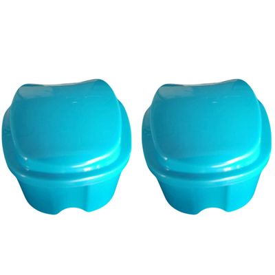 FreshCart Basics 2pcs Plastic Denture Storage Box with Filter and Hinge Lightweight Pp Material Denture Case for Wedding and Photo Taking Random Color