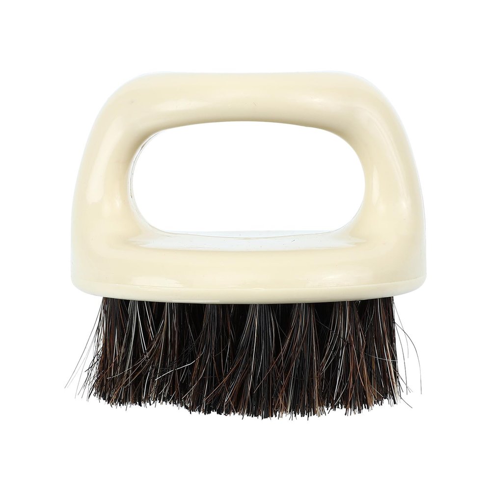 JOYOFREELY Portable Horsehair Clothes Brush with Supple Bristles for Effective Shoe Cleaning, Black Plastic Handle with Hanging Design for Laundry and Daily Use