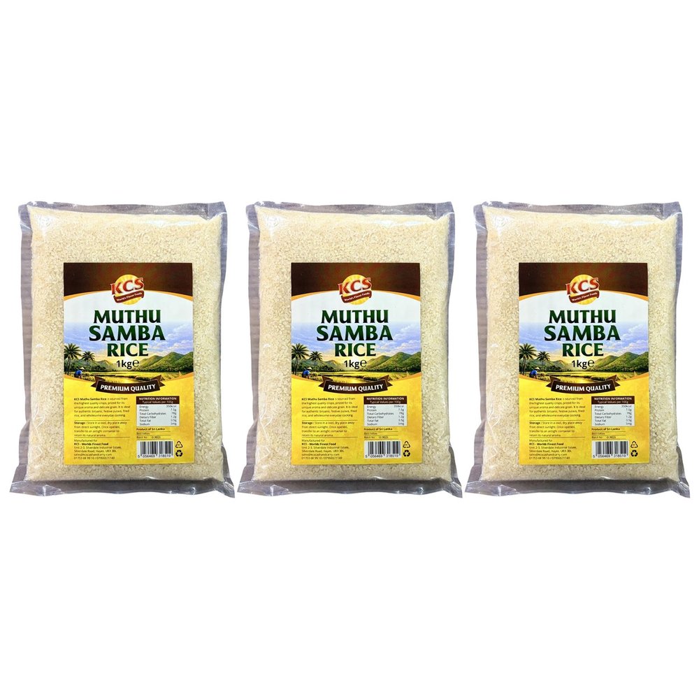 KCS Muthu Samba Rice 1kg Pack of 3 | Raw Short Grain Rice | Suitable ...