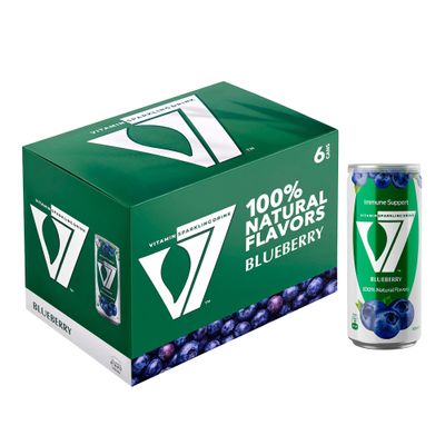 V7 Blueberry Sparkling Drink Pack Of Six - Caffeine Free-Natural Flavor-with Hygienic Protective Cap