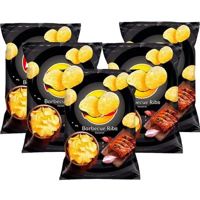 Barbecue Ribs Flavoured Potatoe Chips Bag 130g - Pack of 5 - Each bite is Bursting with a Smoky BBQ - LYS