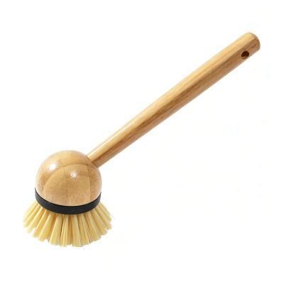 IUYIXWFP Bamboo Dish Scrubber, Dish Brushes with Bamboo Handle, Wooden Cleaning Scrubbers Stiff Bristles for Washing Kitchen Cast Iron Pan Pot, Kitchen Cleaning Set,D