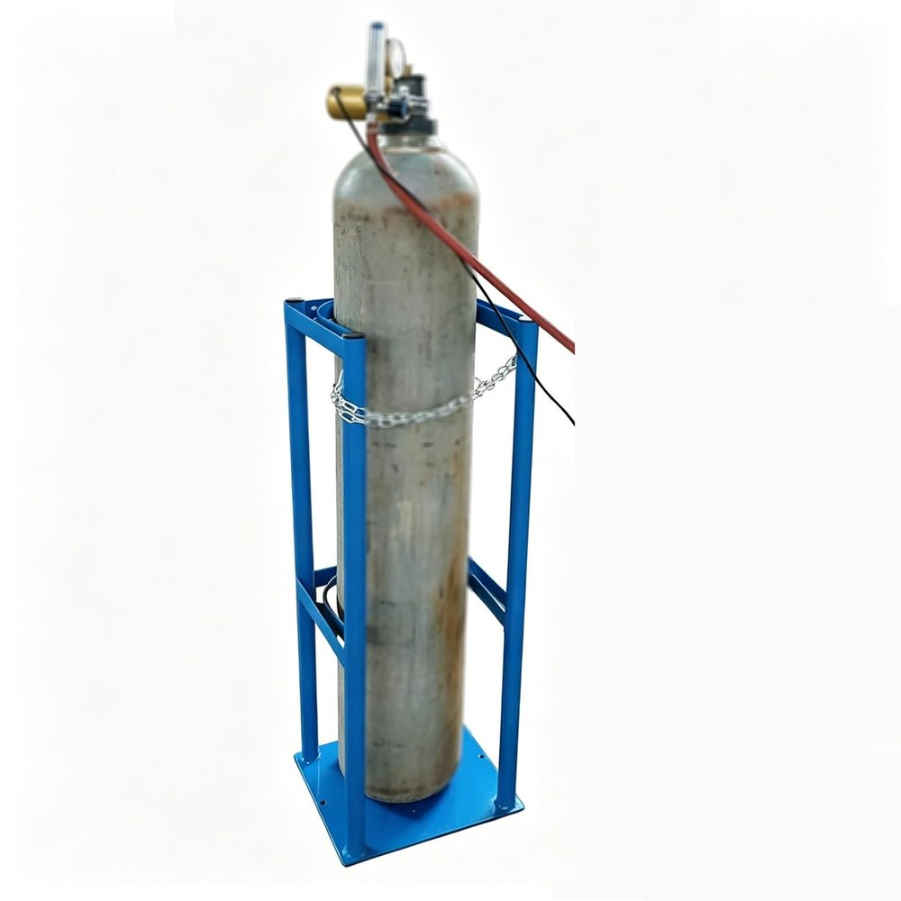 Floor Mounted Oxygen Tank Holder for 1, 2, 3 Tanks - Heavy Duty Steel Medical Gas Cylinder Rack with Safety Chain, Fits Propane & Argon Tanks in Home, Hospital, Workshop