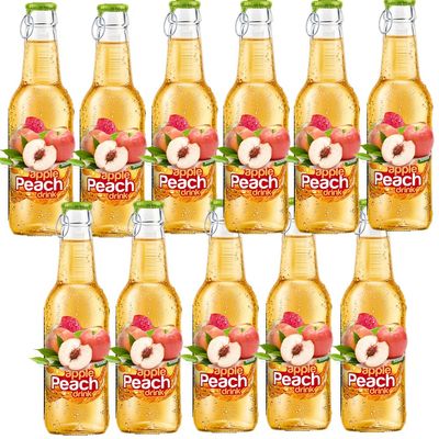 Apple & Peach Flavoured Drink Glass Bottle 250ml - Fruit Flavoured Chill Drink - tk (24 x Bottles (Full Box))
