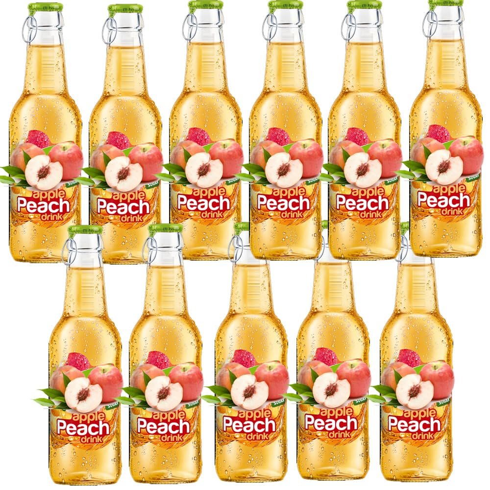 Apple & Peach Flavoured Drink Glass Bottle 250ml - Fruit Flavoured Chill Drink - tk (24 x Bottles (Full Box))
