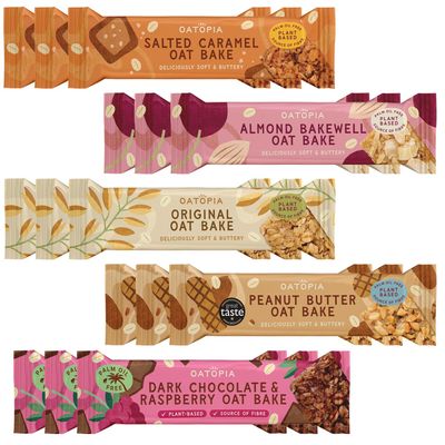Oatopia Flapjack Bars Variety Pack 5 Flavours Soft Baked Oat Bars Multipack Plant-Based Snack, Source of Fibre, Oat Snacks for Breakfast & On-the-Go (Pack of 15)