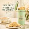 Cartwright & Butler Pistachio Shortbread Rounds in Clip-Lid Gift Tin, 150g, Buttery British Shortbread with Pistachio and Demerara Sugar, for Birthdays, Christmas, Thank You and Afternoon Tea view 4