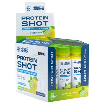 Applied Nutrition - Protein Shot - Whey + Collagen - RTD Fitness Drink - Zero Sugar - High Fibre - Supports Muscle Growth, Maintenance & Recovery - (12 x 100ml 12 Serving) (Lemon & Lime)