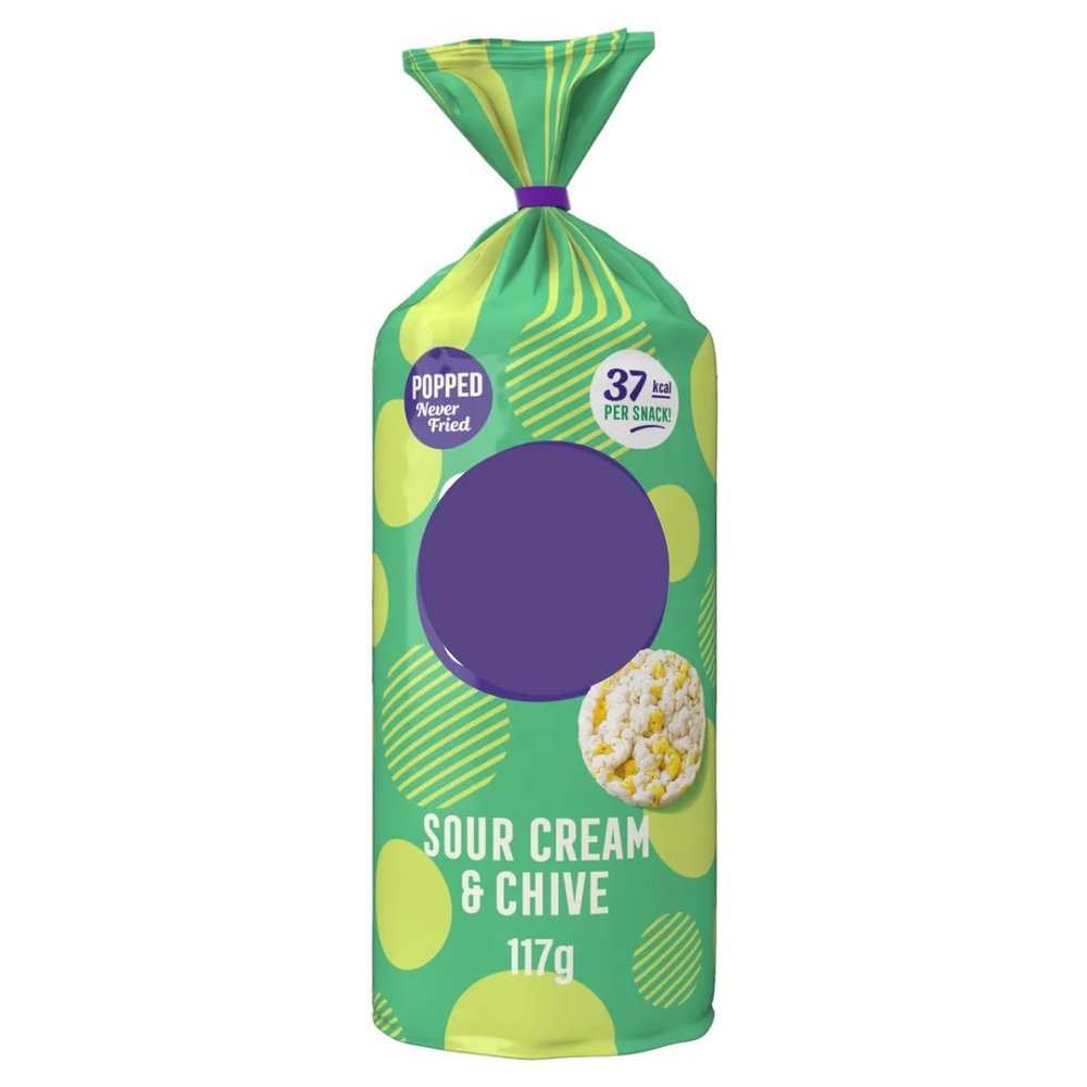 Jumbo Rice Cake Crisps, Sour Cream & Chive Flavour, Popped Never Fried, 37 kcal per Snack, 117g