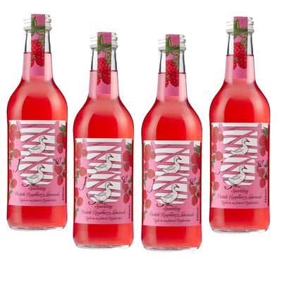 British Raspberry Lemonade Sparkling Drink Bottle 4 x 330ml - Best served chilled - Sparkling Raspberry Drink