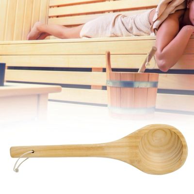 AMONIDA Sauna Single Spoon, Wooden Handle Water Dipper Spoon with Smooth for Sauna Room, Spa, Home and Restaurant