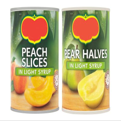 Peach Slices and Pear Halves in Light Syrup, 420G Each, Vegetarian & Vegan, Pack of 2