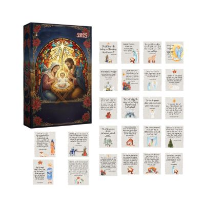 YPBEW Nativity Scene Themed Christmas Advent Calendar with 24 Days of Surprises for Family Fun Activity and Home Decoration Nativity Scene Calendar