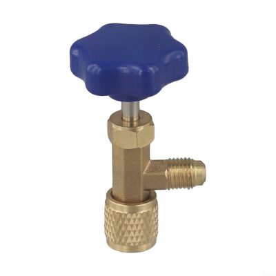 1/4 SAE Can Tap Valve Opener for R22 R134a R410A AC Gas, Metal Bottle Piercer with Neoprene Seal, Blue and Gold(Blue)