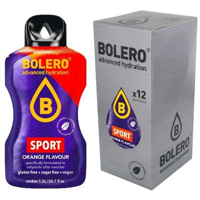 Sport - Electrolytes - Box of 12 Sachets (12x9g) sugar-free, calorie-free, makes 18L. of drink with electrolytes- BOLERO
