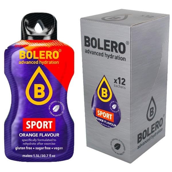Sport - Electrolytes - Box of 12 Sachets (12x9g) sugar-free, calorie-free, makes 18L. of drink with electrolytes- BOLERO