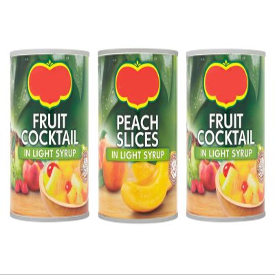 Fruit Cocktail and Peach Slices in Light Syrup, 420G Each, Vegetarian & Vegan, Pack of 3
