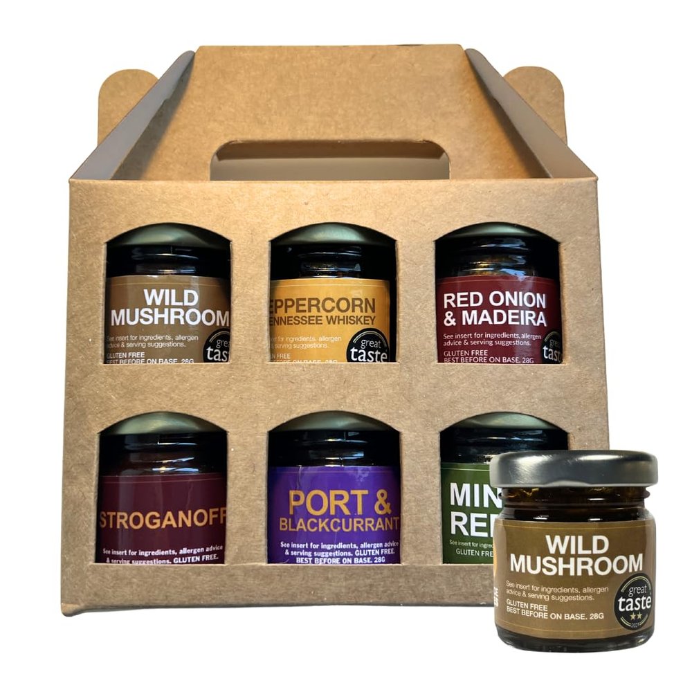 Award-Winning Cooking Sauce Gift Pack (6 Jars x 28g) | Gourmet Sauce Concentrates Selection | Just Add Cream | Restaurant-Quality Marinade for Steak, Roasts, Pasta & More | Gift for Dad