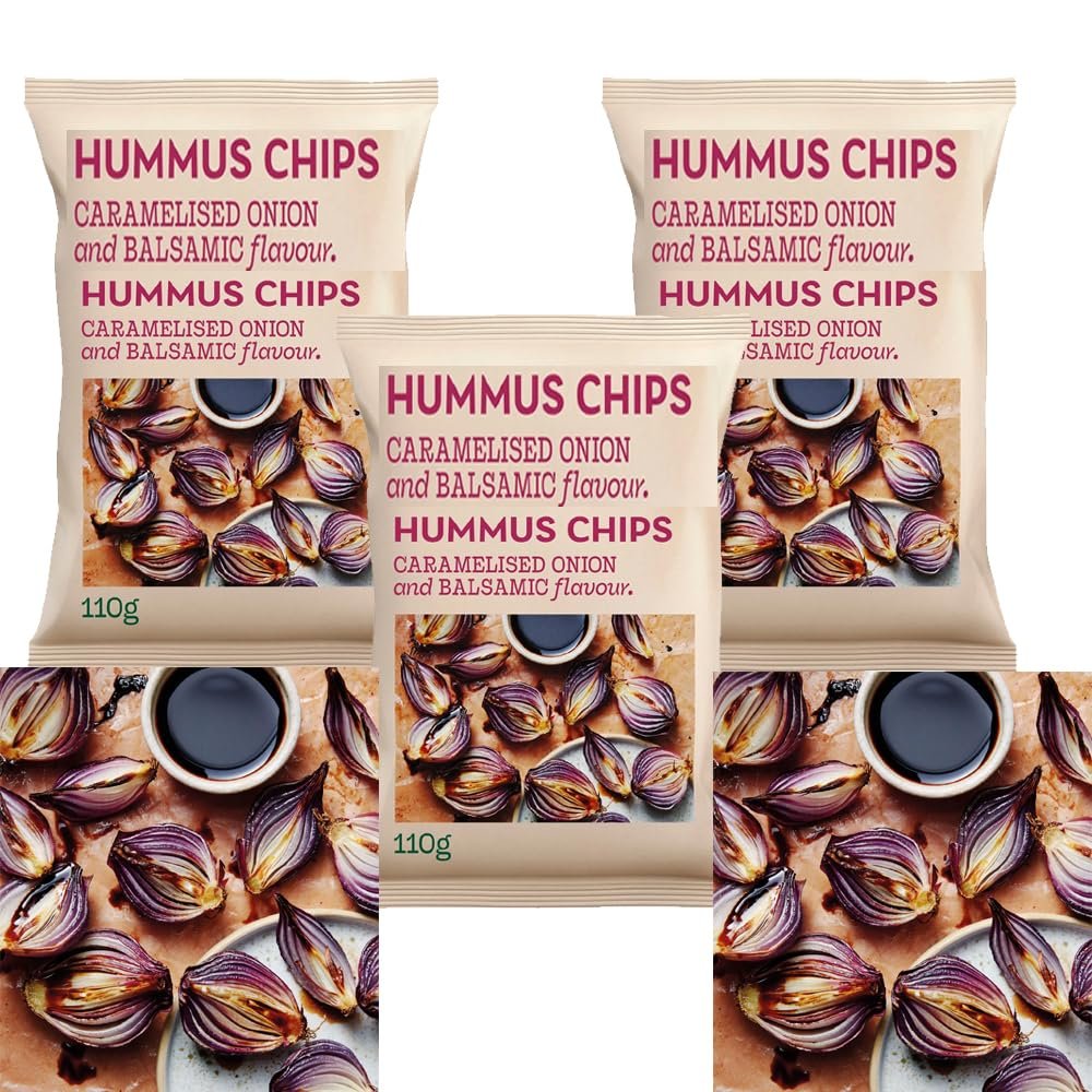 Humus Chips Caramelised Onion and Balsamic Vinegar Chips Bags 110g - Pack of 3