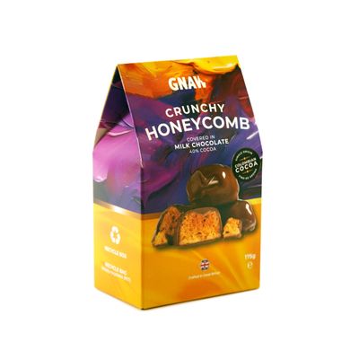Gnaw Crunchy Milk Chocolate Honeycomb Bites 175g Honeycomb Chocolates Gift Box, Luxury Chocolate Treats, Smooth Cocoa Coated Pieces, Perfect for Chocolate Hampers