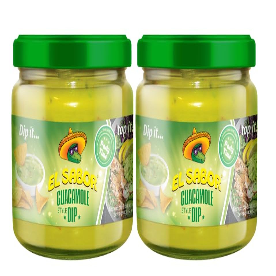 El Sabor Guacamole Style Dip, Party Time, Pack of 2 Jars